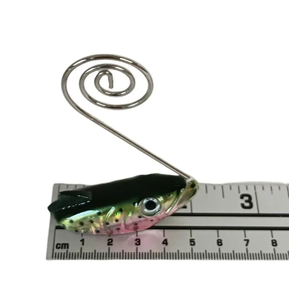 Fish Rainbow Trout Photo Holder Green Pink Silver Swirl Metal Holder 2